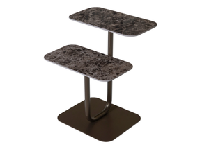 LEVELS - Coffee table in porcelain stoneware and painted metal base _ Tonin Casa